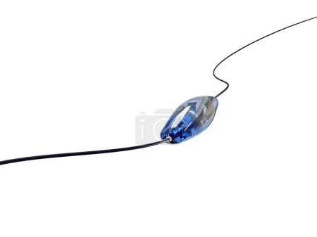 Foto de Metal de malla nitinol auto-expandible stent 3D renderizado para cirugía endovascular aislado sobre fondo blanco. Ruta de recorte. - Imagen libre de derechos