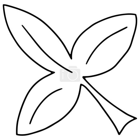 Leaf Illustration on White Background. Leaf Image in Line Art Style. Coloring Page for Kids. Black and White Coloring Book.