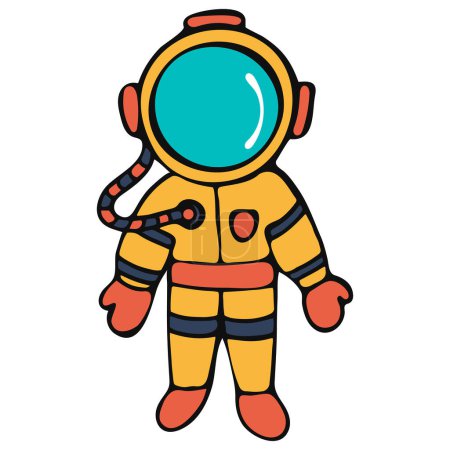 Photo for Hand Drawn Galaxy Astronaut Isolated on White Background. Colorful Cosmonaut in Spacesuit. Design Element for Cosmonauts Day, Space Day, Cosmonautics Day and Day of Astronautics. - Royalty Free Image