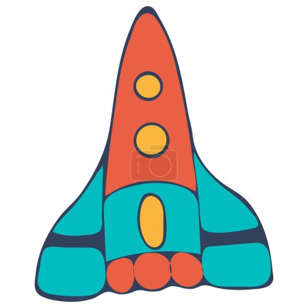 Photo for Hand Drawn Doodle Rocket Isolated on White Background. Design Element for Cosmonauts Day, Space Day, Cosmonautics Day and Day of Astronautics. - Royalty Free Image