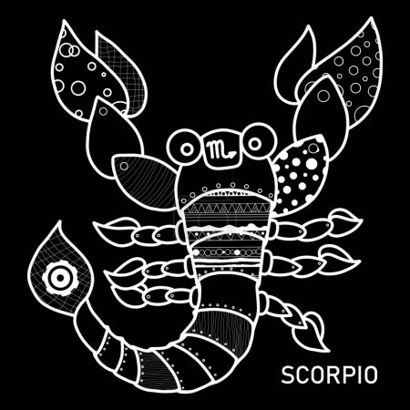 Photo for Scorpio Zodiac Sign Coloring Page. Hand Drawn Coloring Book in Steampunk Style. Coloring Sheet with Black and White Zen Art Scorpio Illustration. - Royalty Free Image