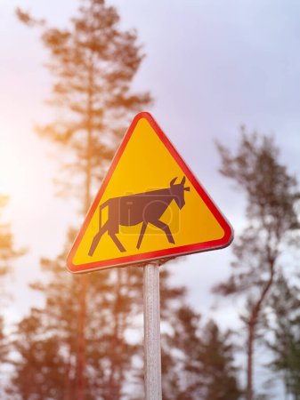 Téléchargez les photos : German road sign: domestic animals crossing - en image libre de droit