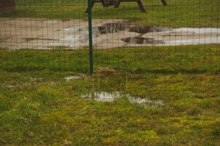 Photo for Flooded field after heavy rain. problem of rainwater drainage - Royalty Free Image
