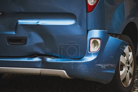 Photo for A car with a dented bumper has been damaged in road accident - Royalty Free Image