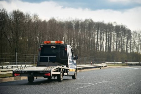 A tow truck on the public road