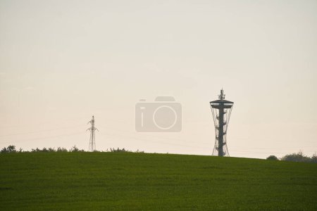 Photo for Kashubian Eye, Gniewino. A Majestic view of Poland Landscape. A 44 meters viewing tower in Gniewino, Pomeranian, Poland. - Royalty Free Image