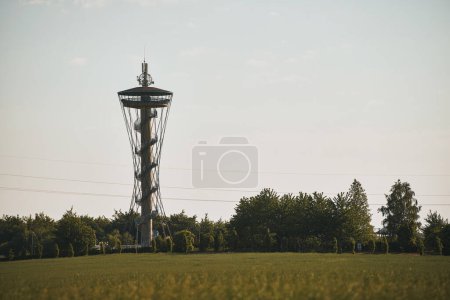 Photo for Kashubian Eye is a 44 meters high observation tower in Gniewino, Poland. Viewing tower in Gniewino. - Royalty Free Image