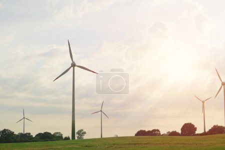 Photo for Wind Turbines in a European Wind Farm. Renewable energy in Europe - Royalty Free Image