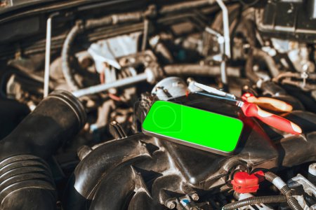 Mobile App Diagnoses Car Trouble. Engine Bay Inspection
