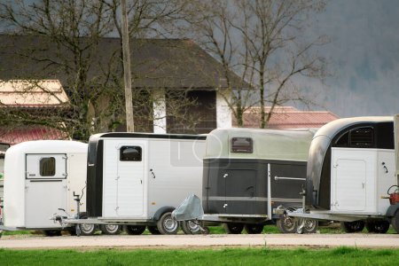 Horse Trailers Parked at the Farm Awaiting Their Next Trip