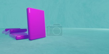 Photo for 3d render of glossy violet slabs lined up and fallen. - Royalty Free Image