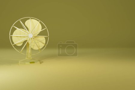 Téléchargez les photos : 3d rendu de ventilateur de table rétro avec fond jaune - en image libre de droit