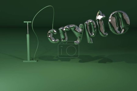 3D-Darstellung von Luftballonbuchstaben, die sich aufblasen, um Krypto zu buchstabieren