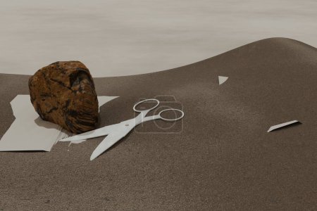 Photo for 3d render of rock paper and scissors - Royalty Free Image