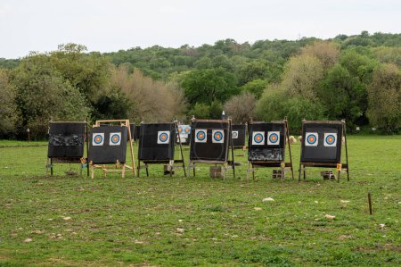 archery targets in the field in Bethlehem of Galilee in Israel. High quality photo