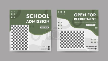 Illustration for Collection of trendy school admissions and educational social media post templates. Square banner design background. - Royalty Free Image