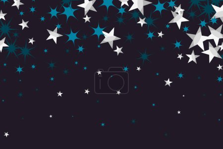 Illustration for Dark blue background, white stars. Print is well suited for textiles, banners. - Royalty Free Image