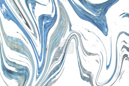 Illustration for Abstract modern trendy marbled fluid veined texture imitation flowing liquid curved bended lines. Abstract gray and blue wavy lines background, fluid flow vector design - Royalty Free Image