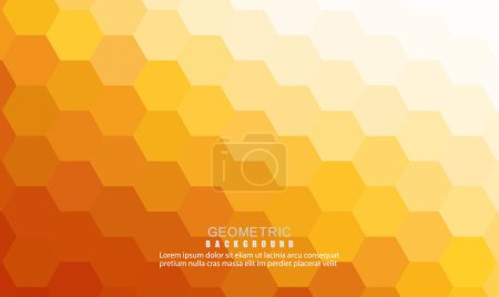 Orange hexagons abstract background, geometric background, orange banner, poster design.