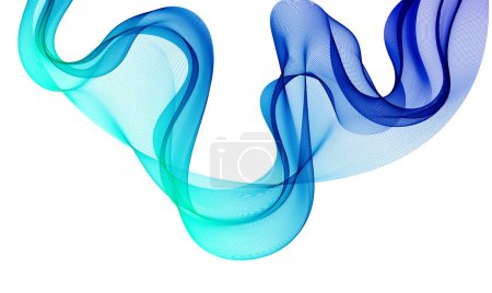 Wavy transparent blue wave on white background. Design element for wedding invitation, greeting card