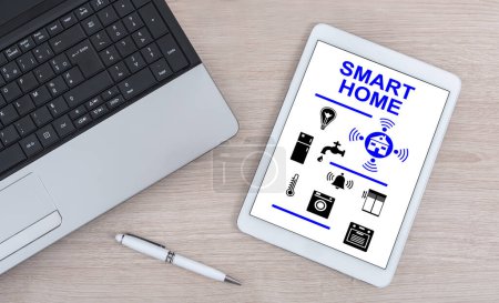 Photo for Smart home concept shown on a digital tablet - Royalty Free Image