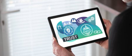 Photo for Trust concept shown on a tablet held by a man - Royalty Free Image