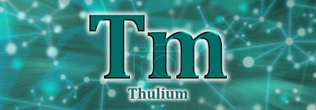 Photo for Tm symbol. Thulium chemical element on green network background - Royalty Free Image