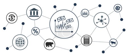 Concept of stock market with connected icons