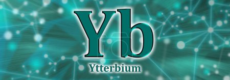 Photo for Yb symbol. Ytterbium chemical element on green network background - Royalty Free Image