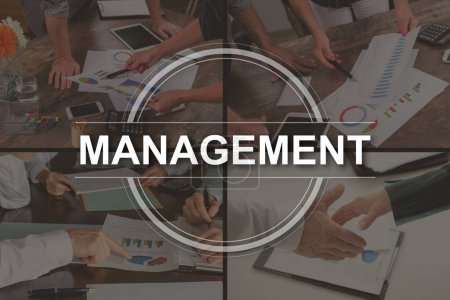 Photo for Management concept illustrated by pictures on background - Royalty Free Image