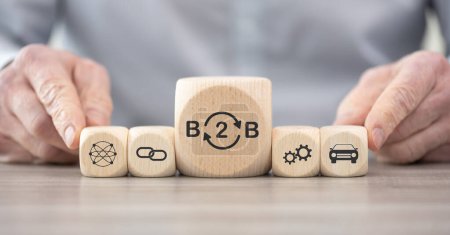 Wooden blocks with symbol of b2b concept