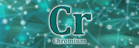 Téléchargez les photos : Symbole Cr. Chromium élément chimique sur fond de réseau vert - en image libre de droit