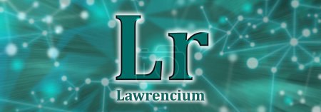 Téléchargez les photos : Symbole Lr. Élément chimique Lawrencium sur fond de réseau vert - en image libre de droit