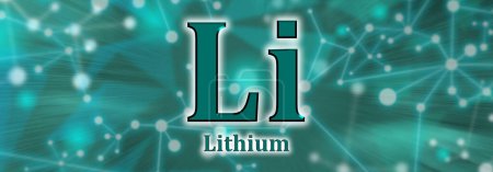 Téléchargez les photos : Le symbole Li. Élément chimique lithium sur fond de réseau vert - en image libre de droit