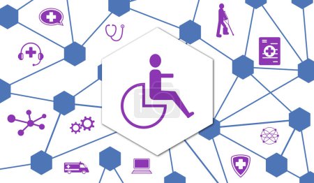 Photo for Concept of disability with connected icons - Royalty Free Image
