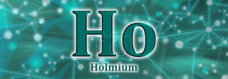 Téléchargez les photos : Symbole Ho. Élément chimique holmium sur fond de réseau vert - en image libre de droit