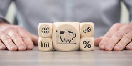 Wooden blocks with symbol of stock market concept