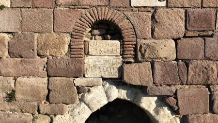 Photo for Ankara Castle BC. It was built in the 5th century. A view from the castle walls. A repair inscription from the Turkish period. - Royalty Free Image