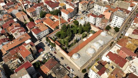 Photo for Sinop Alaeddin Mosque was built in the 13th century during the Anatolian Seljuk period. A photo of the mosque taken with a drone. - Royalty Free Image