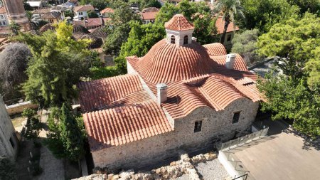 Antalya Mevlevihane Museum was opened in 2018. A photo of the museum taken with a drone. Antalya, Turkey.