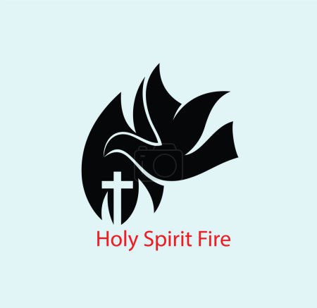 Téléchargez les illustrations : Logo d'art du feu Saint-Esprit, design vectoriel d'art - en licence libre de droit