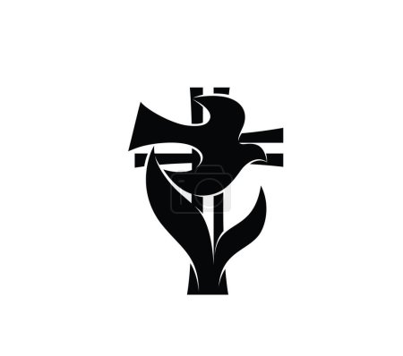 Téléchargez les illustrations : Cross with Holy spirit Fire Art Icon, art vector design - en licence libre de droit