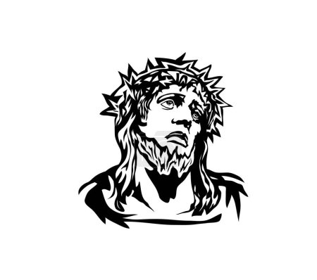The face of the Lord Jesus on the Cross, art vector design