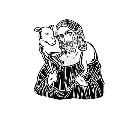 Jesus the Good Shepherd, art vector design