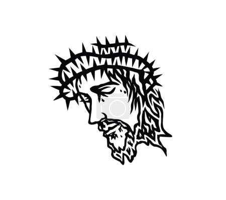 Rostro de Jesús con corona de espinas, diseño de vectores de arte