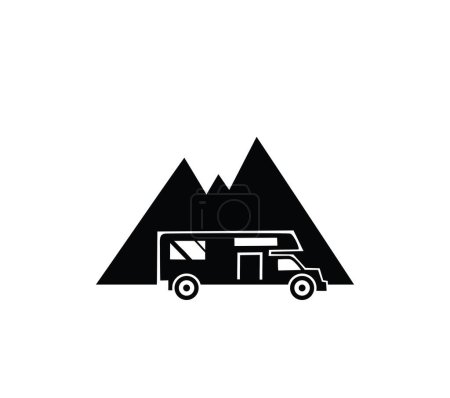Logo de la caravana de aventura, diseño de vectores de arte