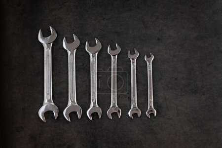 Photo for Spanners. Many wrenches. Industrial background. Set of wrench tool equipment - Royalty Free Image