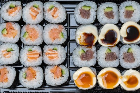 Photo for Sushi set. Traditional japanese sushi rolls - Royalty Free Image