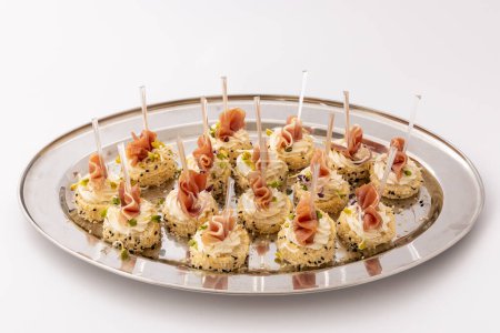 Photo for Party platter of sandwiches. Catering food - Royalty Free Image