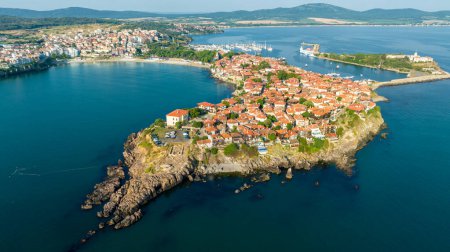 Photo for Aerial view of the old town of Sozopol. Sozopol is an ancient seaside town near Burgas, Bulgaria - Royalty Free Image